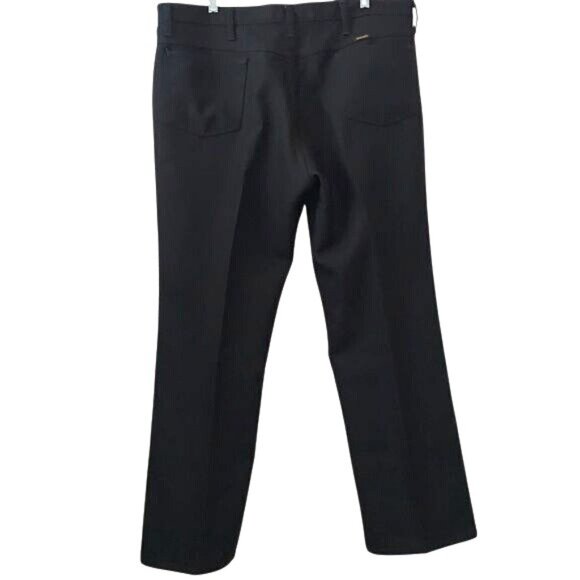 Wrangler Mens Black Dress Pants 35x32 Flat Front Pockets 100% Polyester Durable - Picture 6 of 9